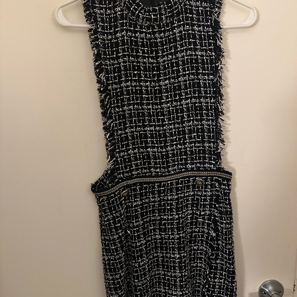 Zara Black and White Tweed Dress